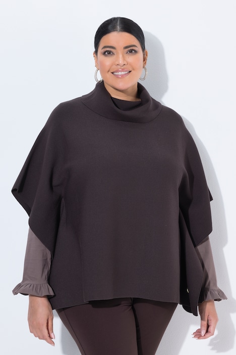 Pull oversize style poncho à col montant et sans manches