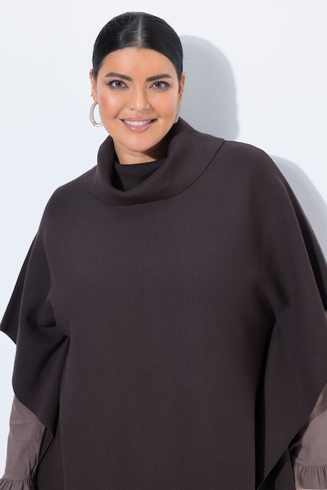Pull oversize style poncho à col montant et sans manches