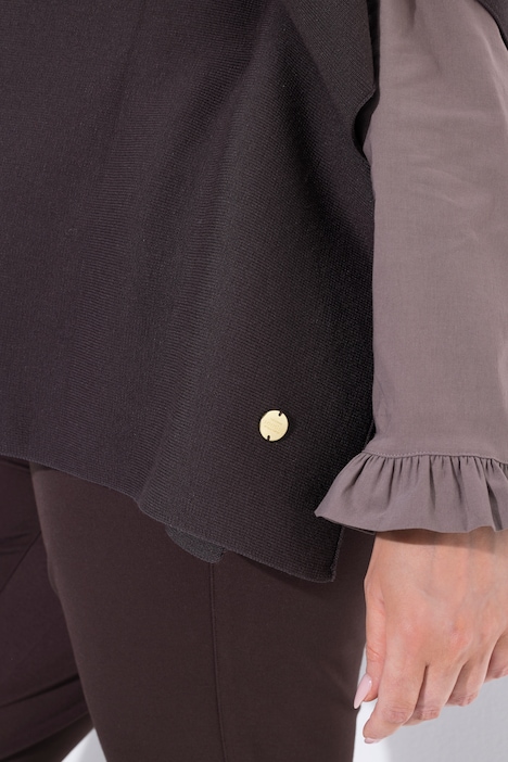 Pull oversize style poncho à col montant et sans manches
