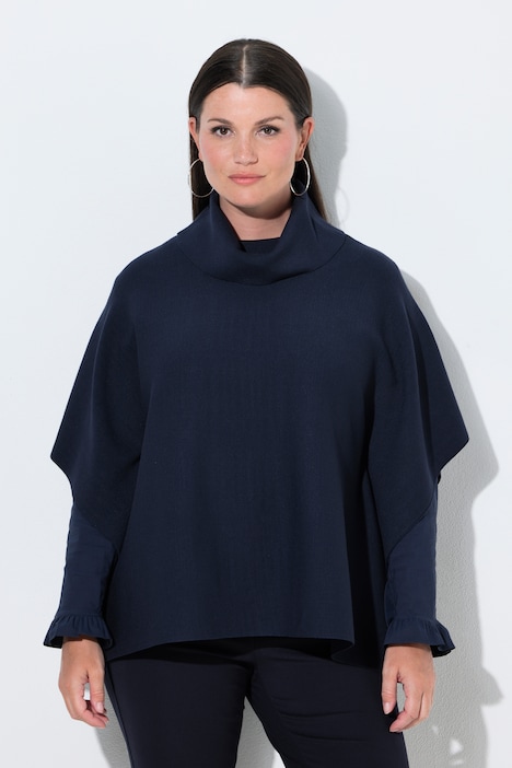 Pull oversize style poncho à col montant et sans manches