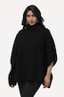 Poncho-Pullover, Oversized, Rollkragen, ärmellos