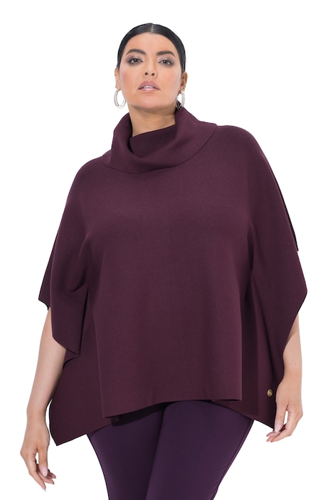 Pončo svetr, oversize, stojáček, bez rukávů