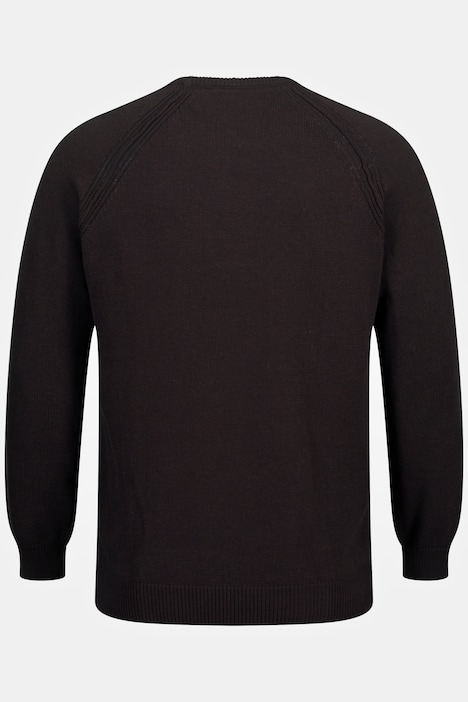 Pullover, offene Kanten, Rundhals, Raglan-Langarm