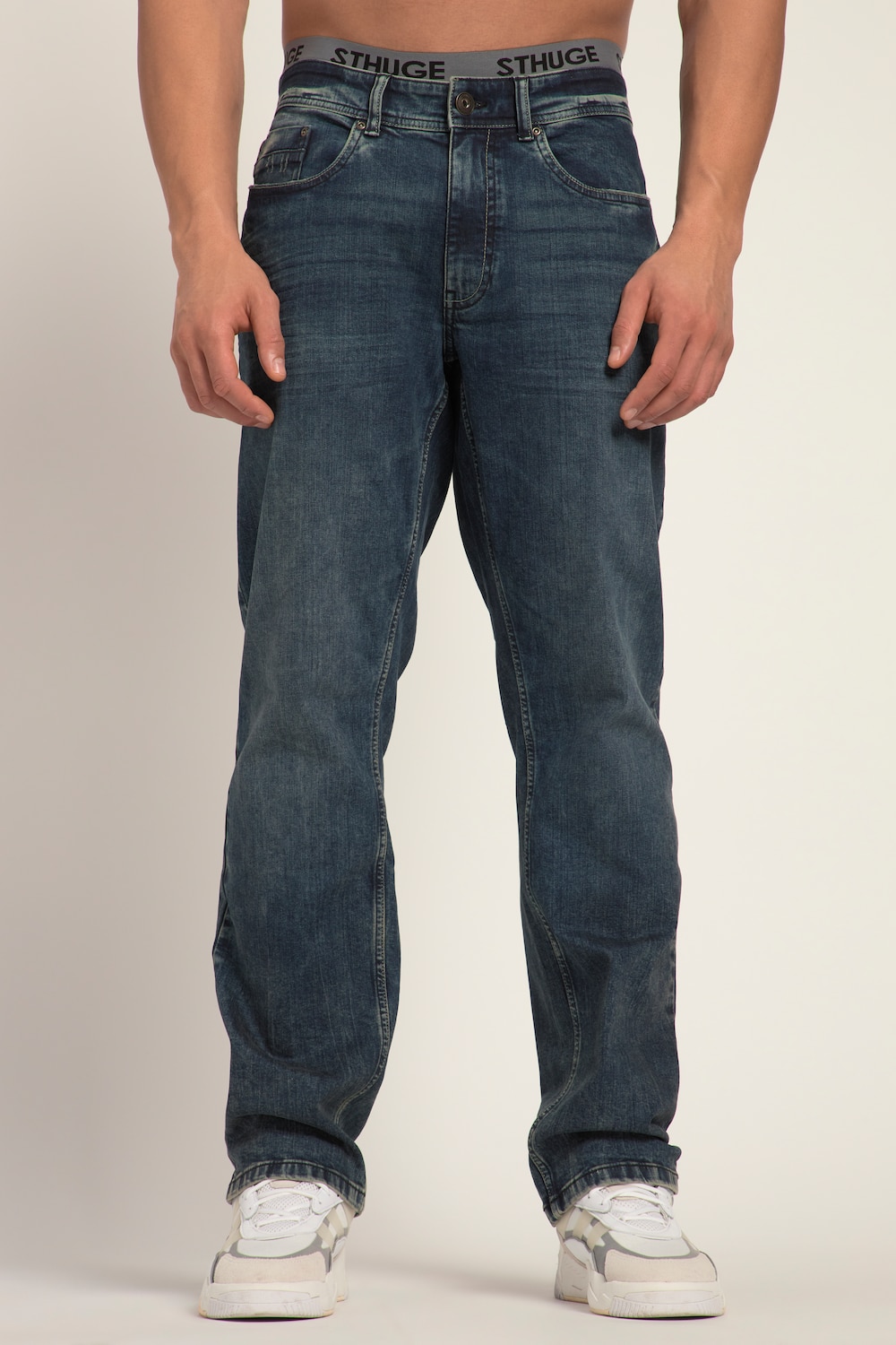 grandes tailles jean sthuge diry wash, femmes, bleu, taille: 62, coton, sthuge