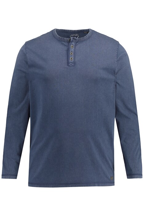 Henley, dlouhé rukávy, vintage vzhled, kulatý výstřih, knoflíková léga, do 8XL