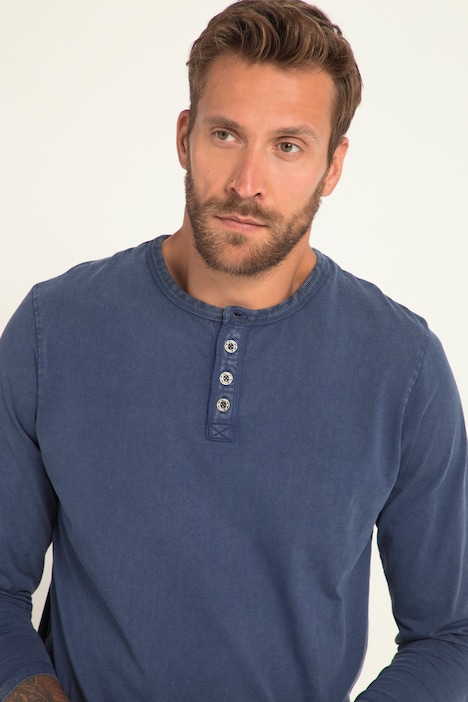 Farfarströja i vintagelook med lång ärm, rund hals och knappslå, upp till 8XL