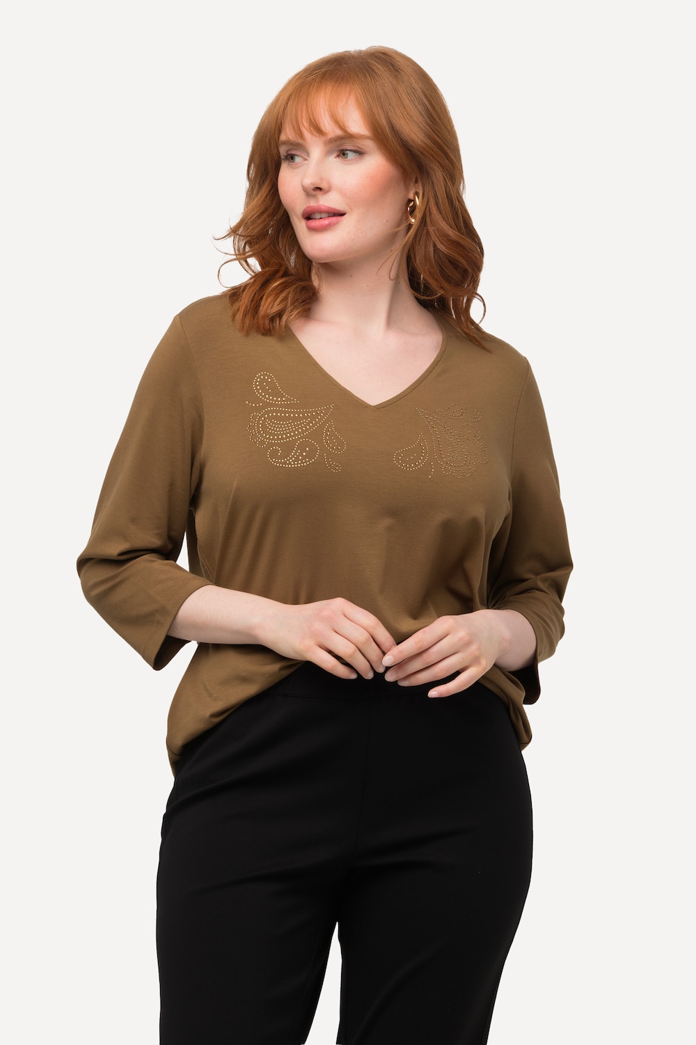 Große Größen Shirt, Damen, braun, Größe: 50/52, Synthetische Fasern, Ulla Popken