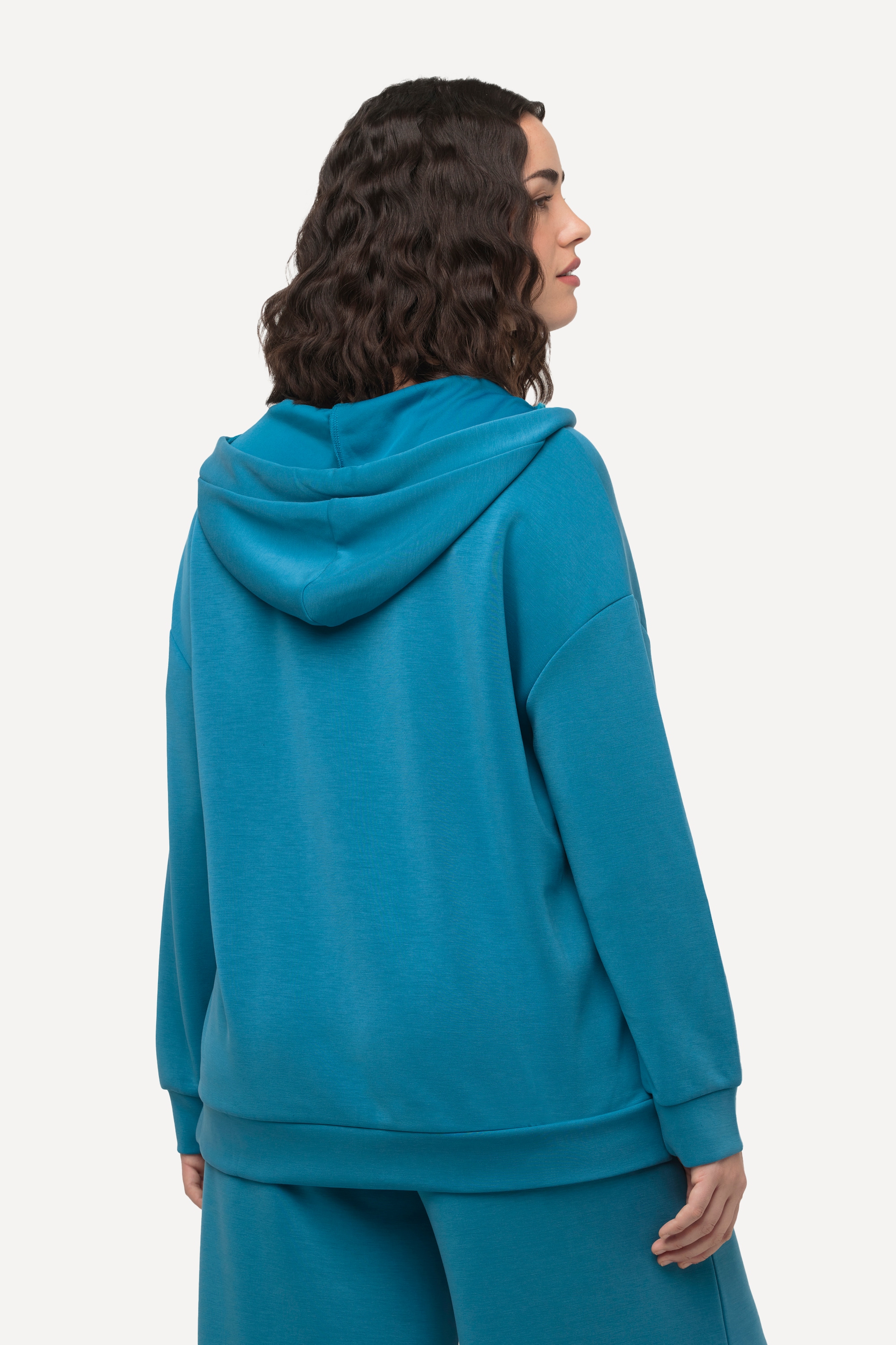 Ulla Popken Damen große Größen Hoodie Oversized V Ausschnitt Langarm