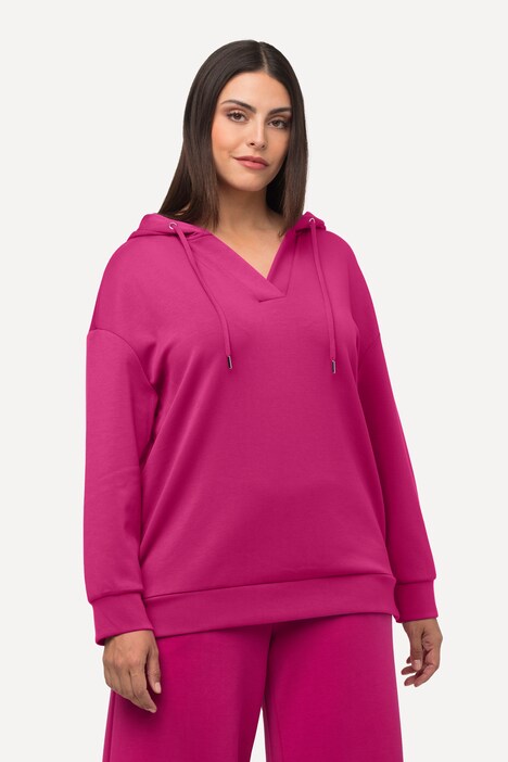 thumbnail image 2 of Women's Plus Size Batwing Sleeve V Neck Hoodie Casual Oversized Pullover Top For Effortless Style And Comfort 2 of 13