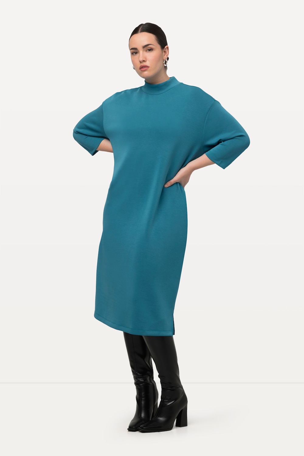 Grote Maten Sweatjurk, Dames, blauw, Maat: 62/64, Synthetische vezels/Polyester, Ulla Popken