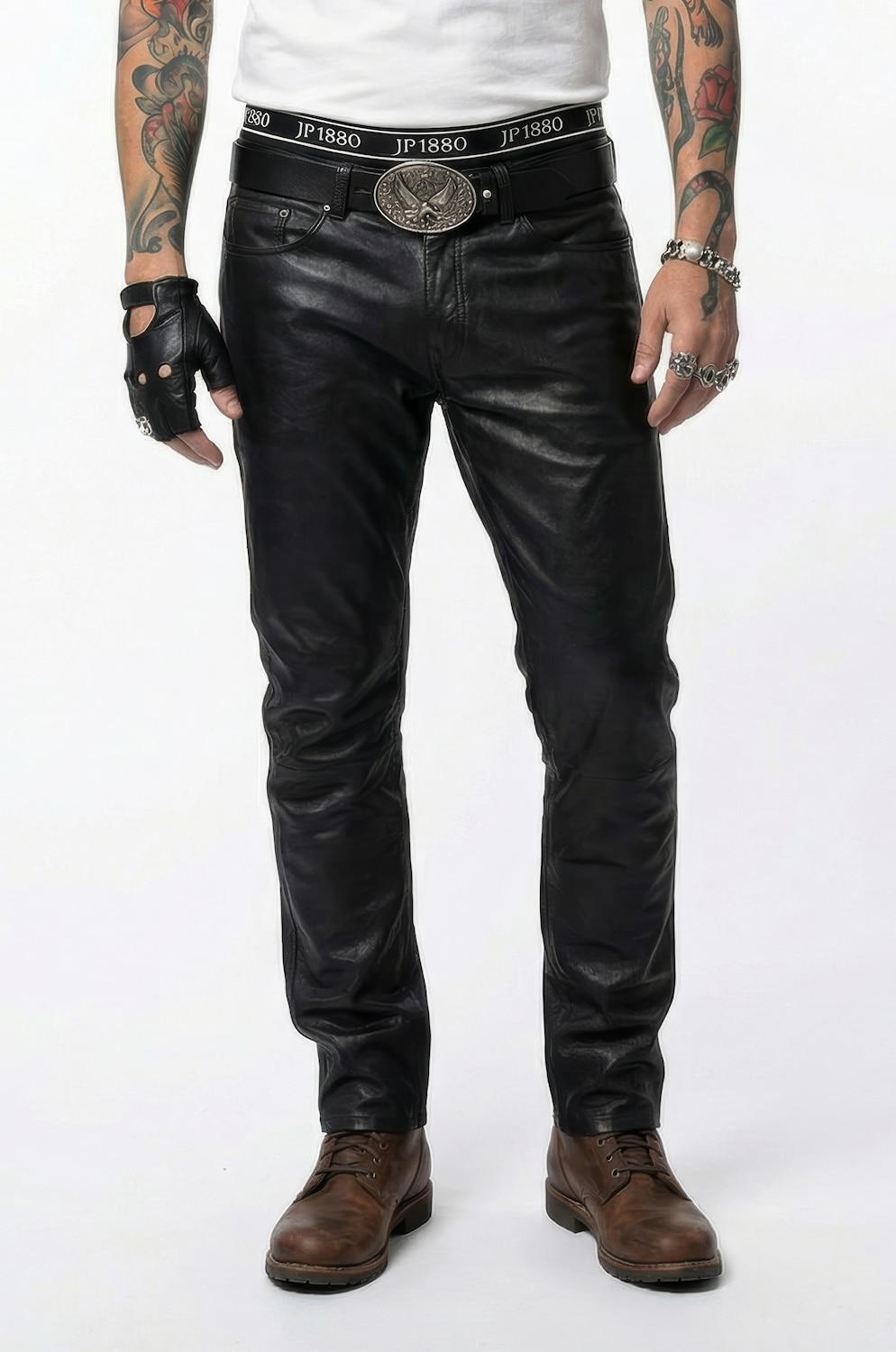 Leren broek, leer, het fijnste lamsnappaleer, Regular-Fit, 5-pocket, tot maat 68