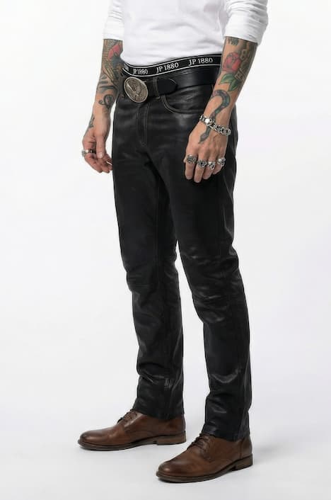 Lederhose, Leder, feinstes Lammnappaleder, Regular Fit, 5-Pocket, bs Gr. 68