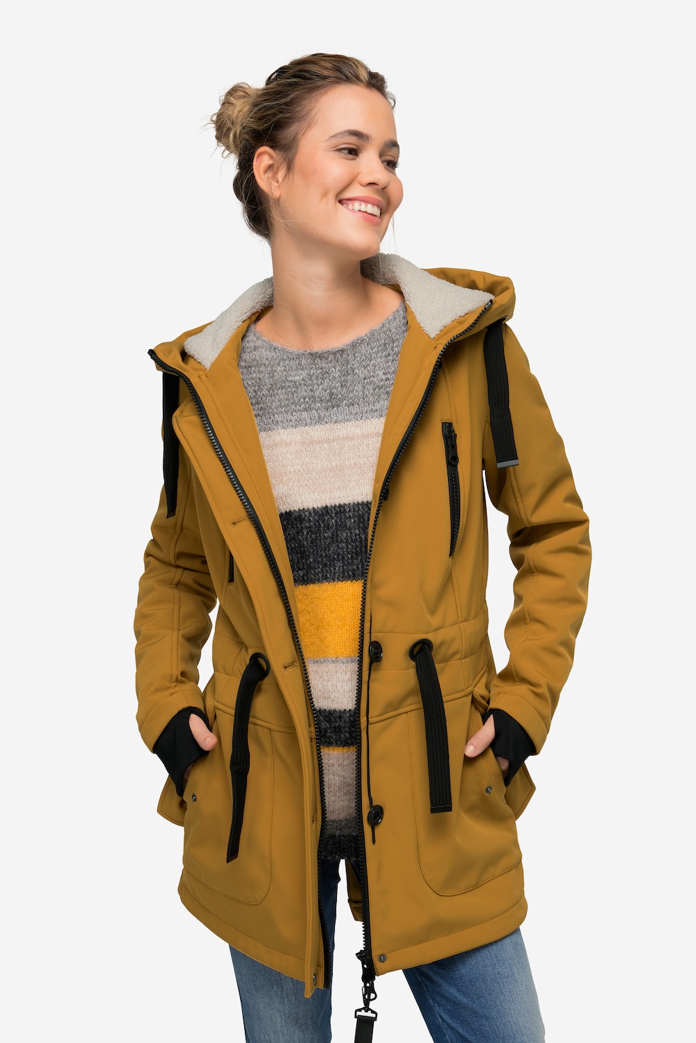 Große Größen Softshell-Jacke, Damen, orange, Größe: L, Polyester, LAURASON