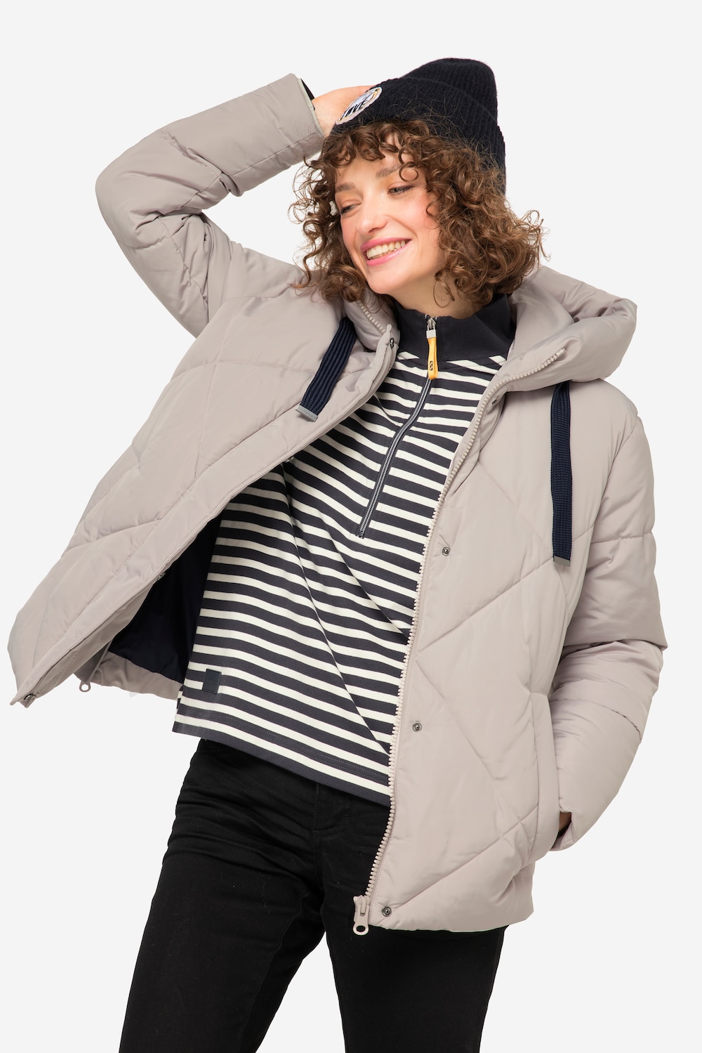 Große Größen Steppjacke, Damen, beige, Größe: L, Polyester/Synthetische Fasern, LAURASON