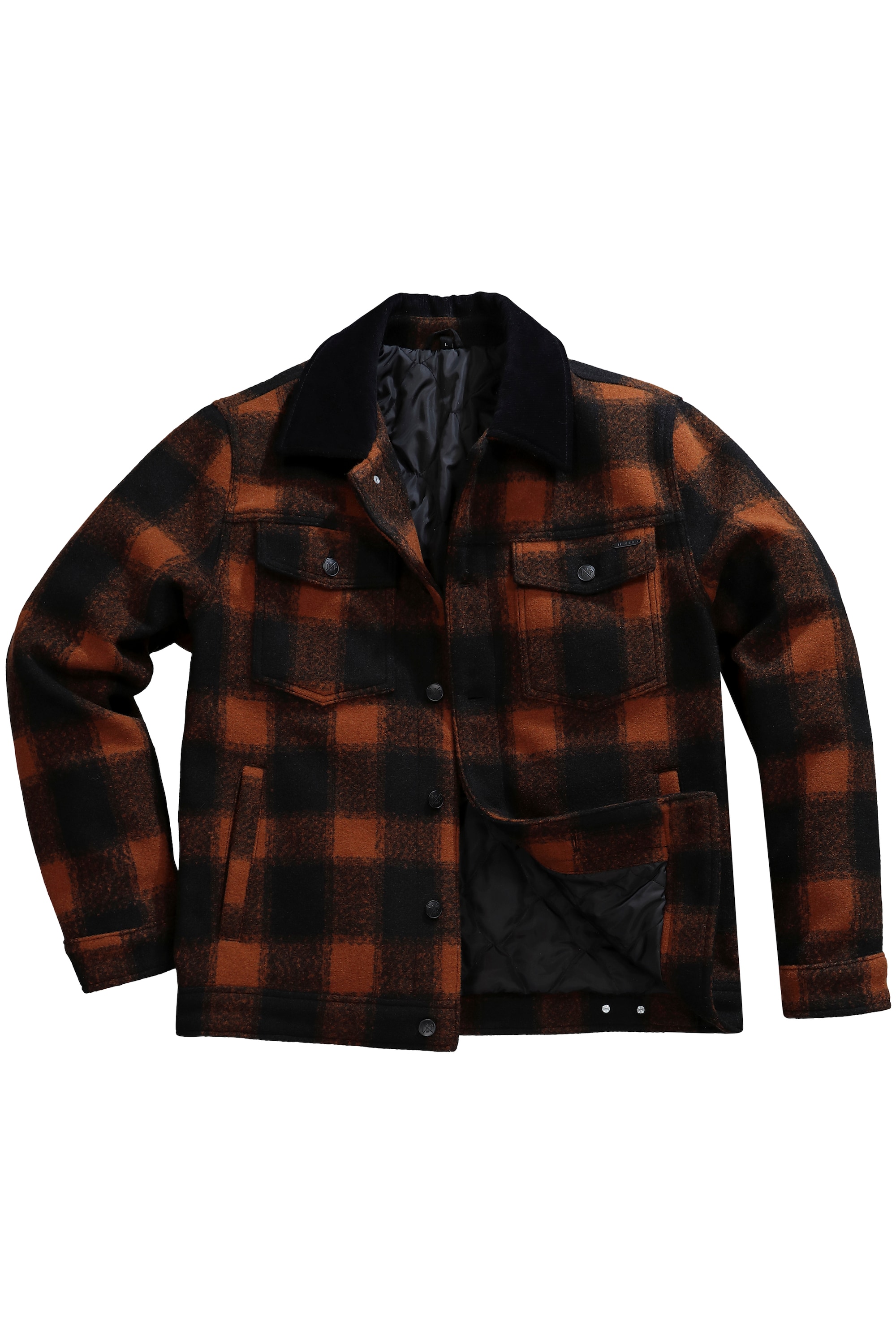 JP 1880 Herren große Größen Jacke Outdoor Wolloptik Cordkragen Knopfleiste