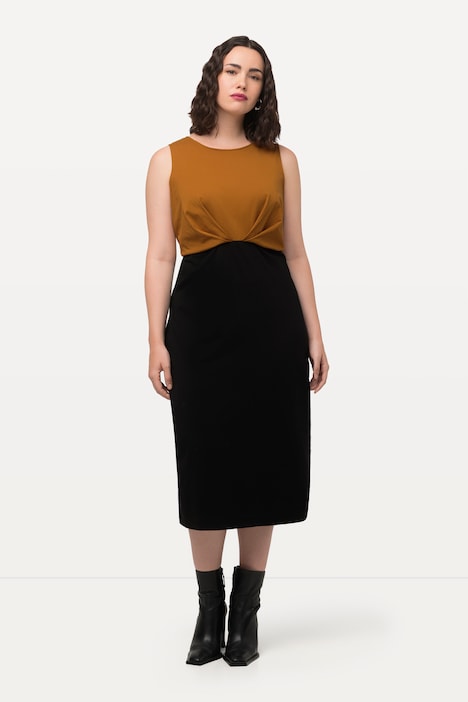 Sleeveless Boat Neck Colorblock Dress