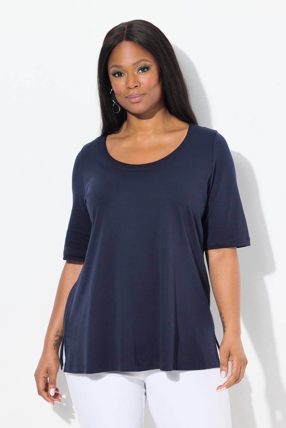 Große Größen Pima Cotton Shirt, Damen, blau, Größe: 46/48, Baumwolle, Ulla Popken