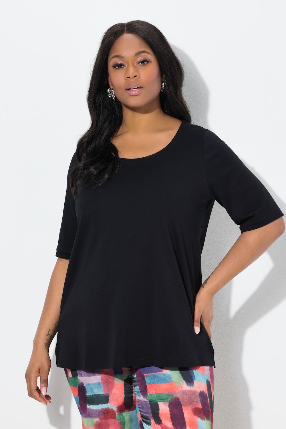 Große Größen Pima Cotton Shirt, Damen, schwarz, Größe: 42/44, Baumwolle, Ulla Popken