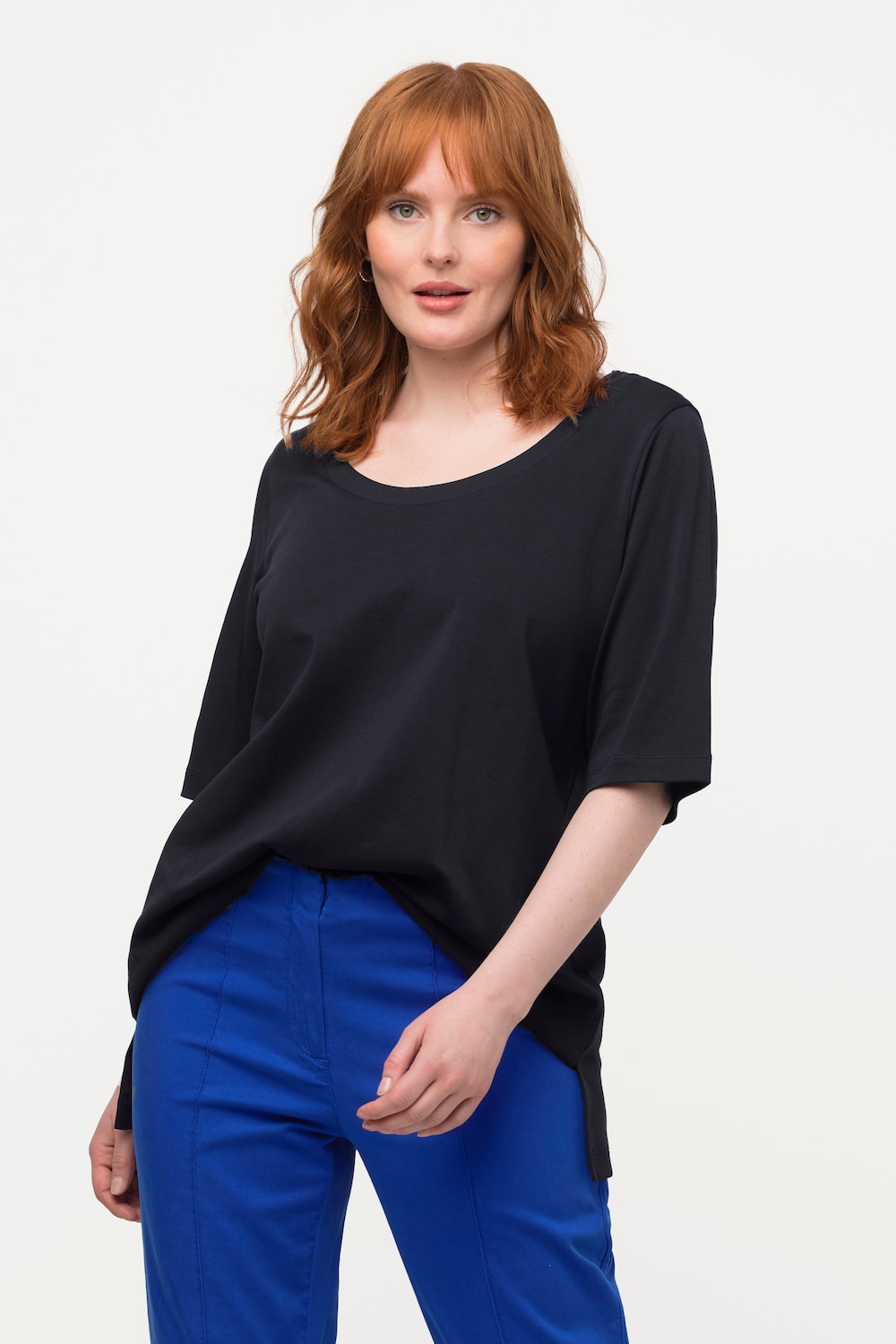 Grote Maten shirt, Dames, blauw, Maat: 46/48, Katoen, Ulla Popken