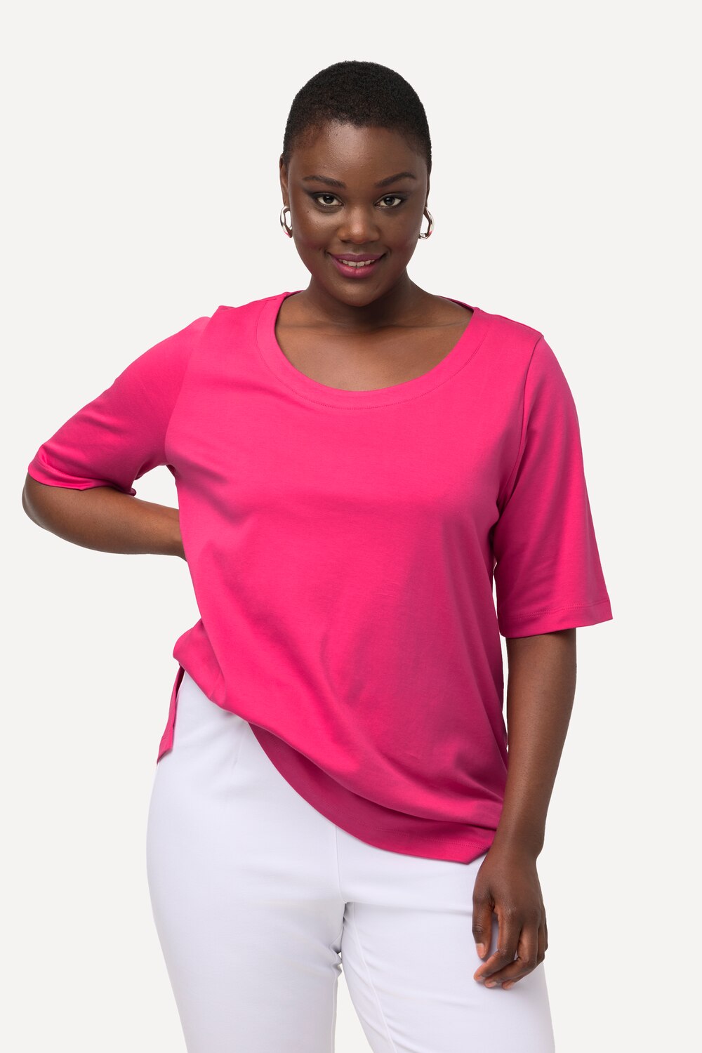 Grote Maten shirt, Dames, roze, Maat: 50/52, Katoen, Ulla Popken