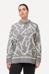 Textured Lettering Pattern Long Sleeve Sweater