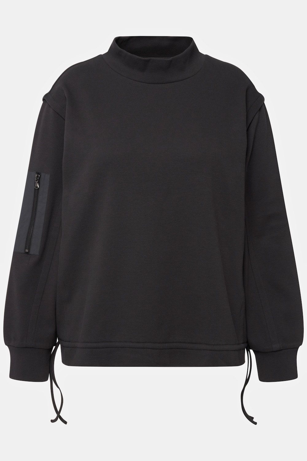 Stora storlekar Sweatshirt med ribbad struktur, Dam, grå, storlek: 46/48, Bomull/Viskos, Ulla Popken