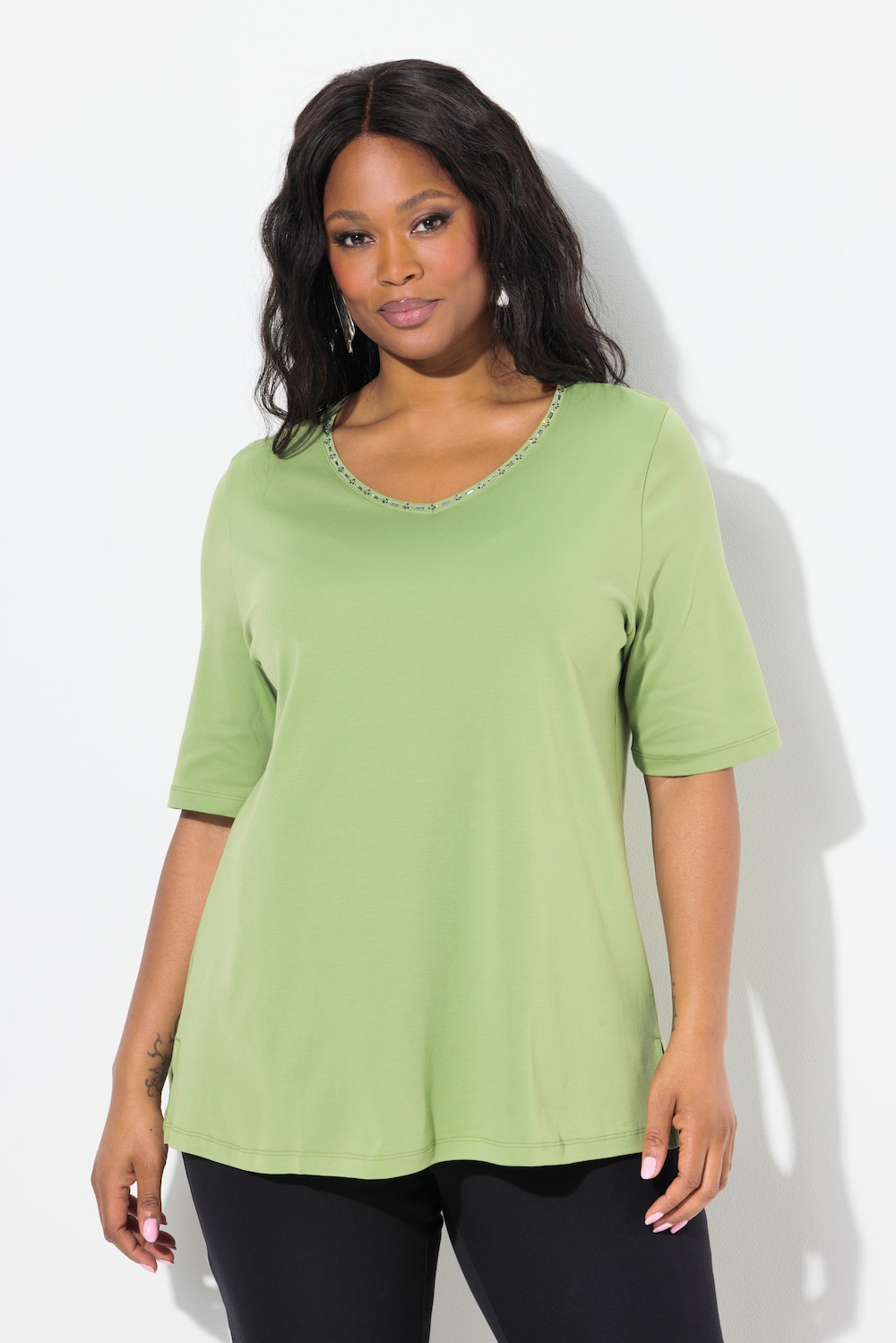 Große Größen Pima Cotton Shirt, Damen, grün, Größe: 46/48, Baumwolle, Ulla Popken