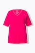 Pima Cotton A-line Embroidered V-Neck Short Sleeve Tee