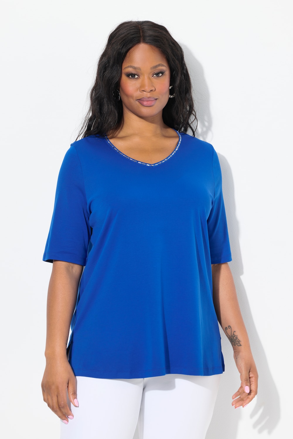 Thumbnail - Große Größen T-Shirt, Damen, blau, Größe: 50/52, Baumwolle, Ulla Popken