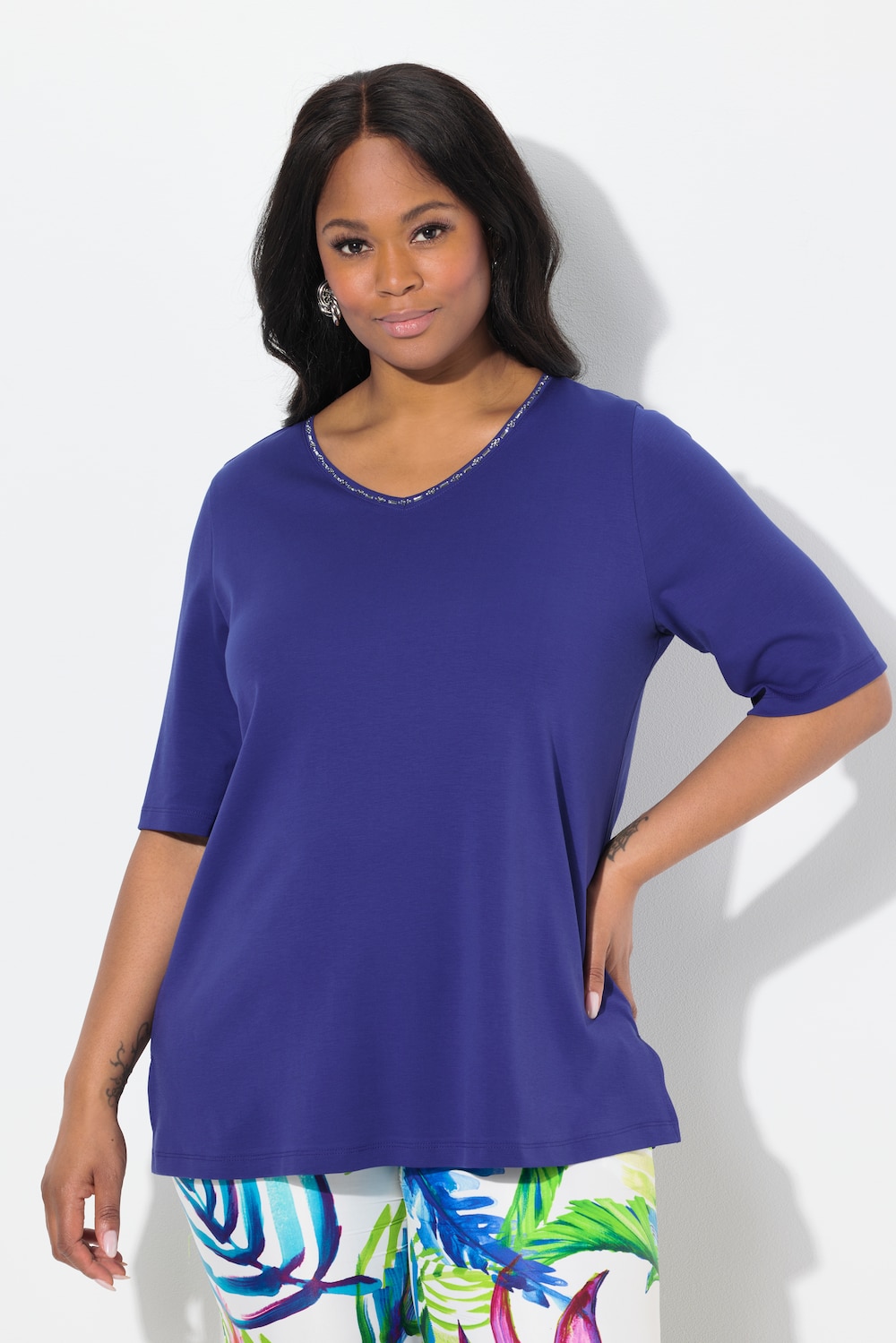 Thumbnail - Große Größen Pima Cotton Shirt, Damen, blau, Größe: 42/44, Baumwolle, Ulla Popken