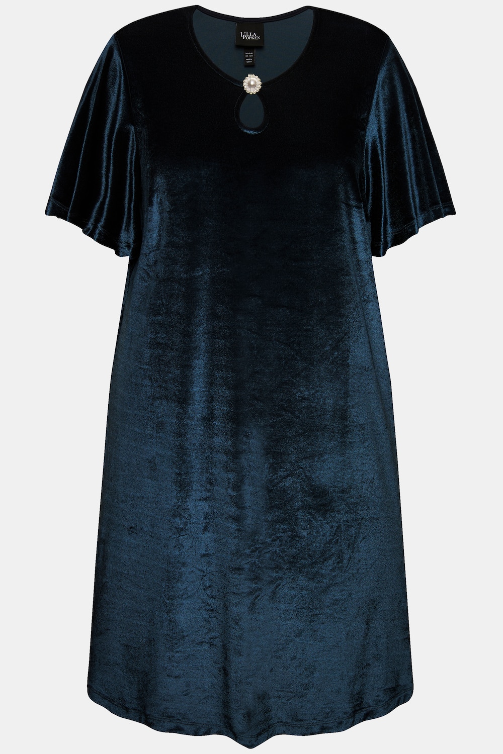 Stora storlekar Sammetsklänning, Dam, blå, storlek: 50/52, Polyester, Ulla Popken