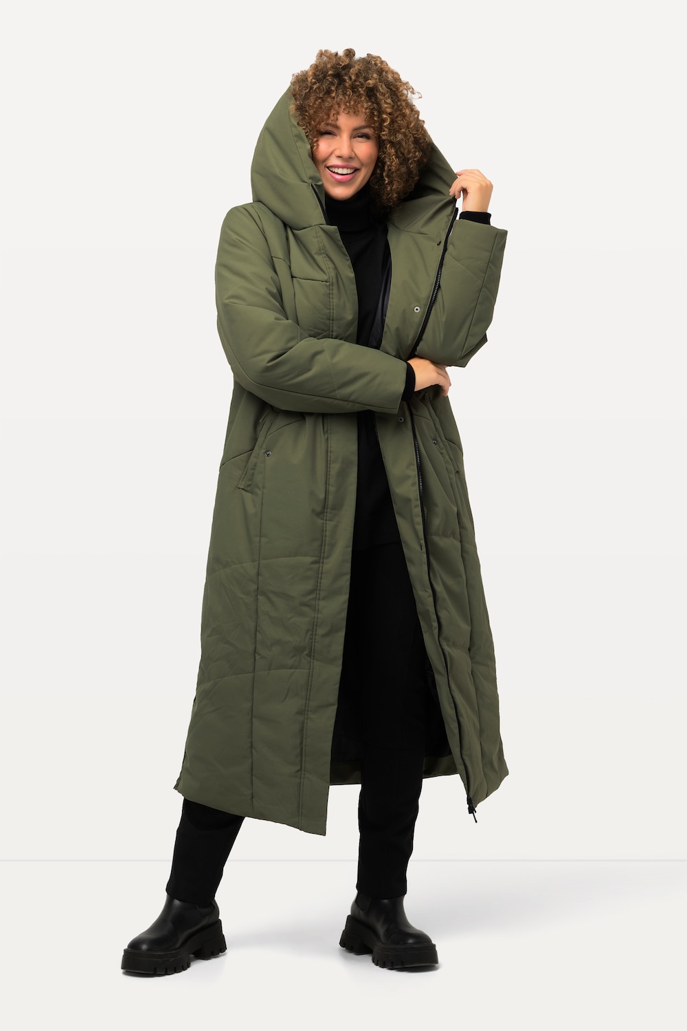 Grote Maten HYPRAR puffer-mantel, Dames, groen, Maat: 50/52, Polyester, Ulla Popken