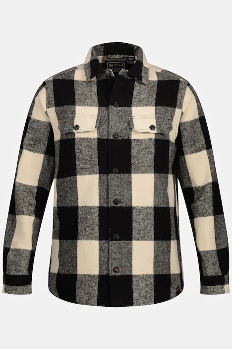 STHUGE overshirt check flannel long sleeve Kent collar up to 8