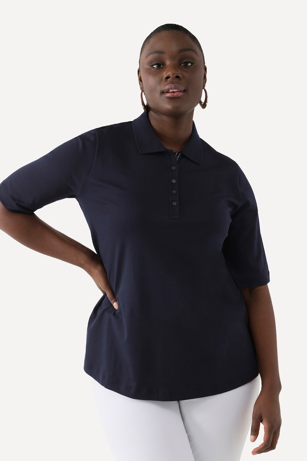 Große Größen Poloshirt, Damen, blau, Größe: 54/56, Baumwolle, Ulla Popken