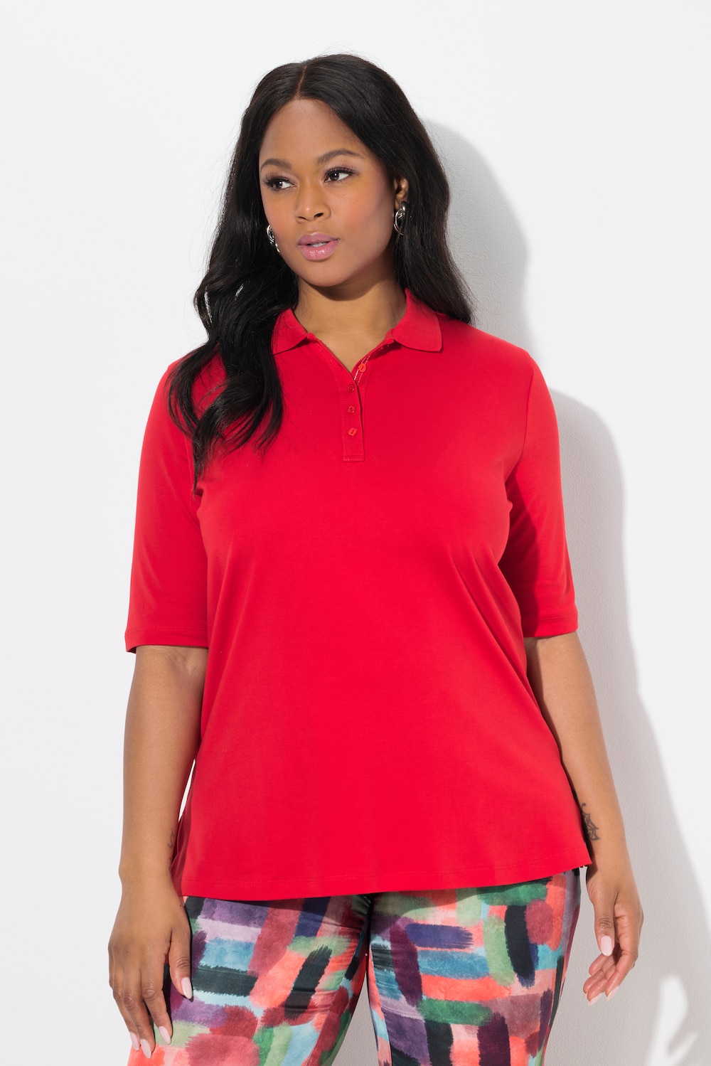 Große Größen Poloshirt, Damen, rot, Größe: 42/44, Baumwolle, Ulla Popken