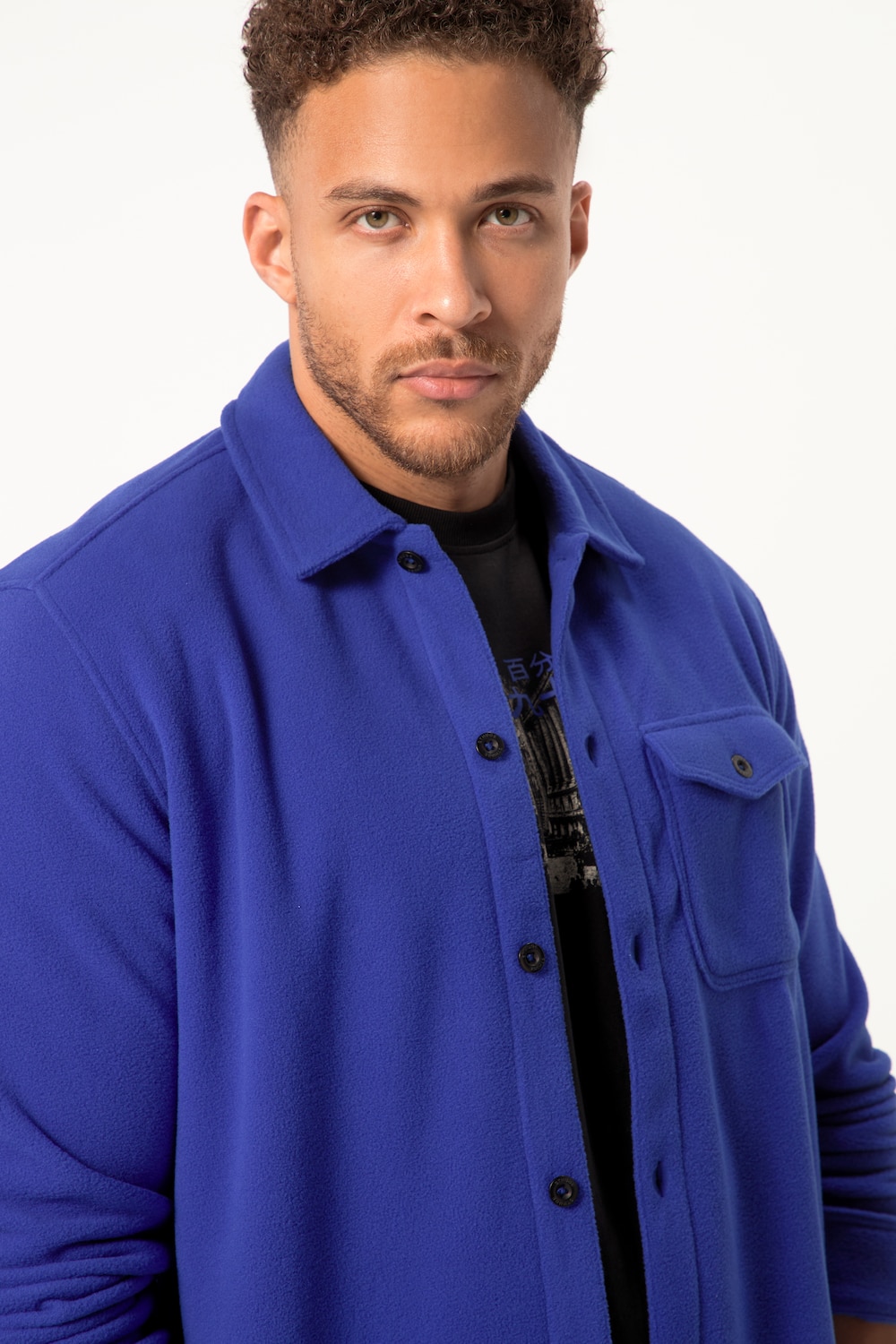 Stora storlekar Skjortjacka, Her, blå, storlek: 3XL, Polyester, STHUGE