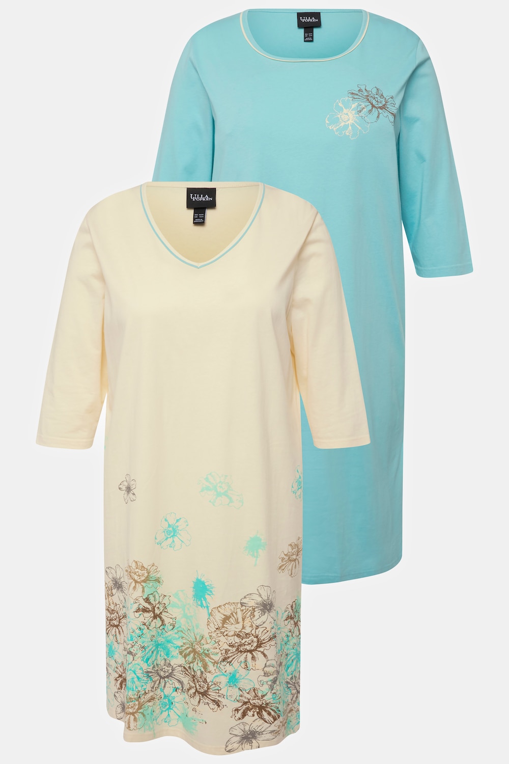 Grote Maten Bigshirts, Dames, turquoise, Maat: 62/64, Katoen, Ulla Popken