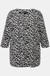 Koszula, wzór w panterkę, okrągły dekolt, dziurka od klucza, rękawy 3/4