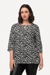 Koszula, wzór w panterkę, okrągły dekolt, dziurka od klucza, rękawy 3/4