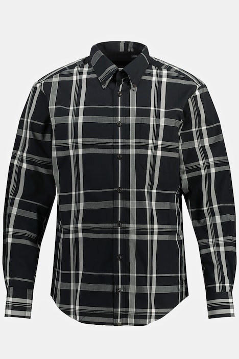 Chemise à carreaux. Manches longues et col à pointes boutonnées. Coupe Modern Fit. Disponible jusqu'au 8 XL.