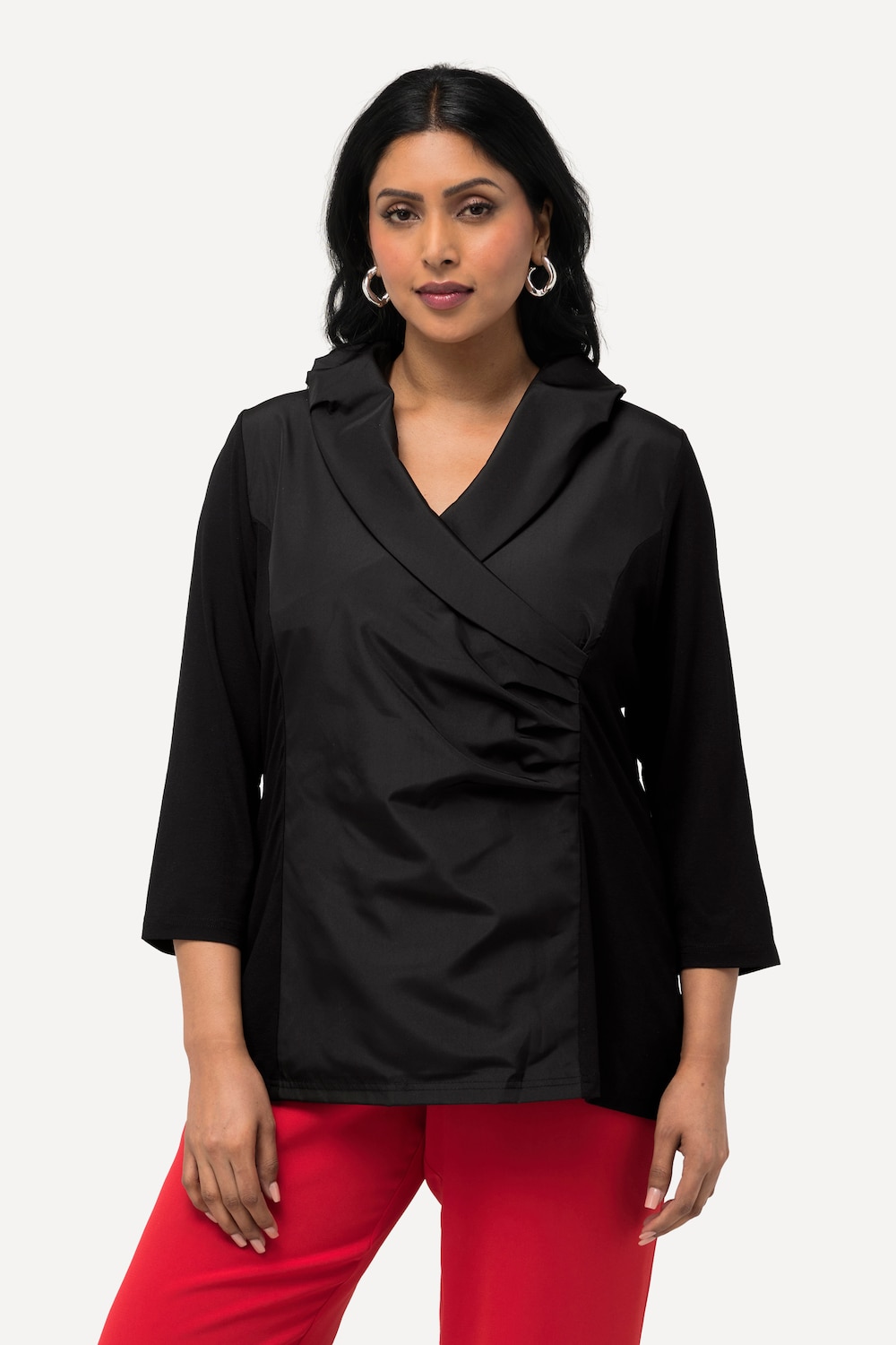 Große Größen Shirt, Damen, schwarz, Größe: 46/48, Viskose/Synthetische Fasern/Polyester, Ulla Popken