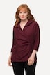 Blouse collection Classic. Encolure V et manches 3/4. Col en taffetas