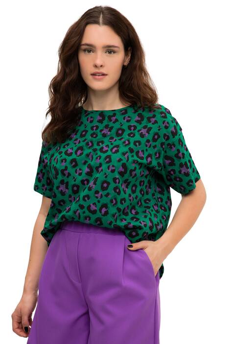 Tričko, oversize, leopardí, kulatý výstřih, krátké rukávy