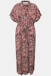 Sukienka koszulowa, długość maxi, kolorowy nadruk, kołnierzyk koszulowy, pasek do wiązania