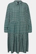 Vestido camisero maxi, dobladillo con volantes, cuello camisero, manga larga