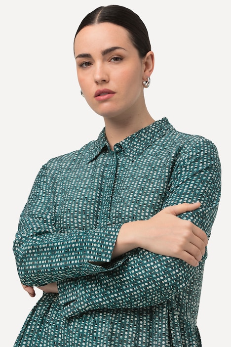 Geometric Print Long Sleeve Button Down Midi Dress | Midi Dresses | Dresses