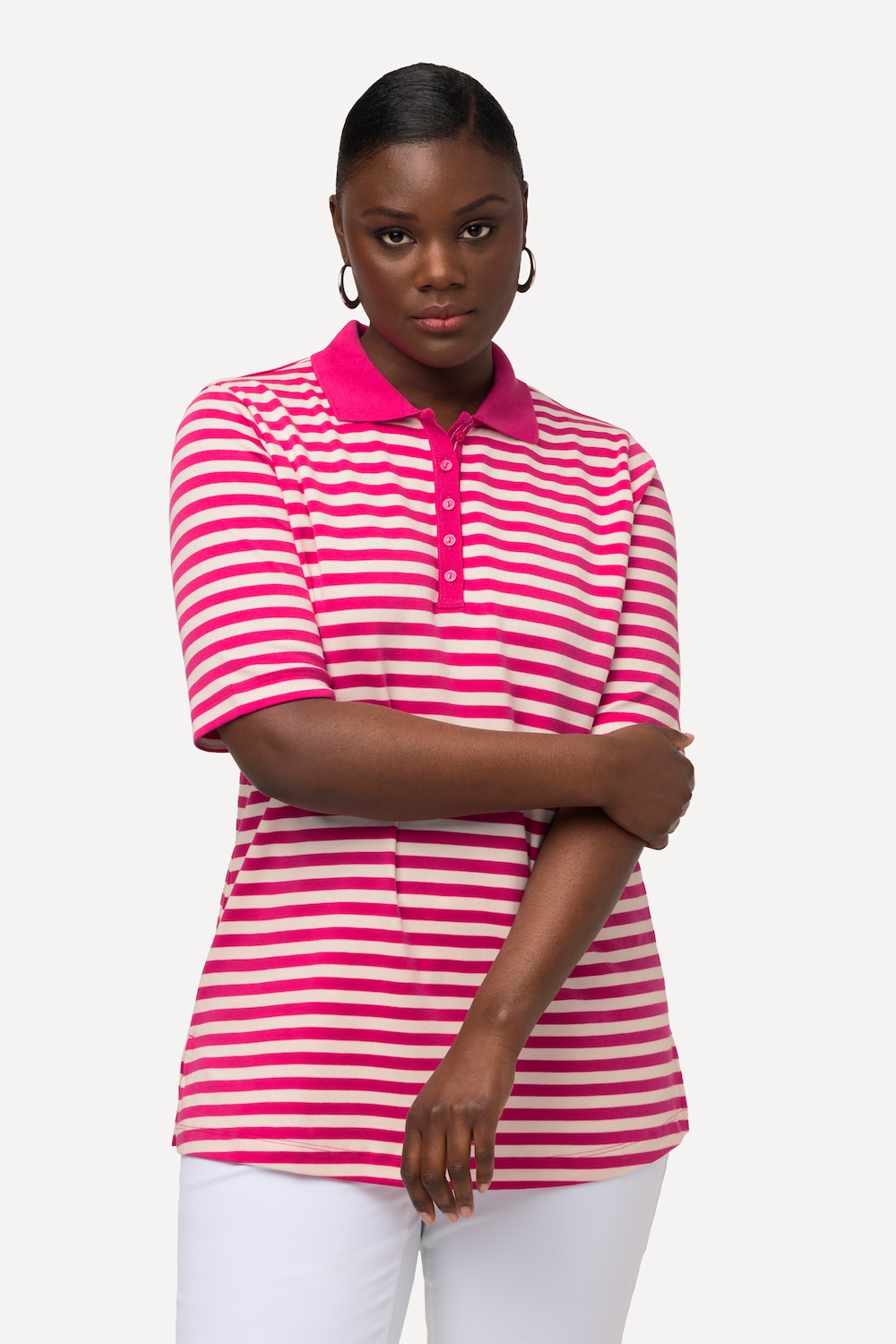 Große Größen Poloshirt, Damen, rosa, Größe: 50/52, Baumwolle, Ulla Popken