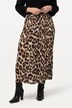 Plisowana spódnica maxi, wzór w panterkę, linia A, elastyczna talia