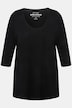 Shirt, diepe ronde hals, 3/4-mouw