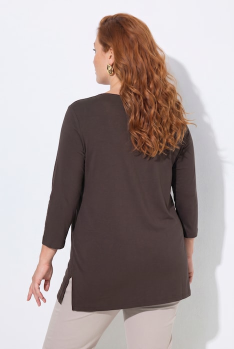 Shirt, tiefer Rundhalsausschnitt, 3/4 Arm